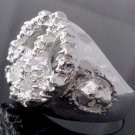 SILVER PLATED CROSS SUPER SKULL BIKER KING RING sz US 10.25, 11.25