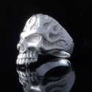 Skull Flame Biker Chopper Plated Silver Ring US sz 10.25, 11, 12.25