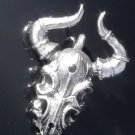 925 STERLING SILVER BUFFALO HORN SKULL CHOPPER BIKER PENDANT