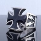 HUGE STAINLESS STEEL MALTESE CROSS LIGHTNING CHOPPER RING US SZ 9
