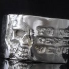925 SILVER PLATED BIKER HALF SKULL CHOPPER KING OUTLAW RING US sz 11.25