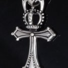 925 STERLING SILVER BIKER GOTHIC DAGGER CROWN PENDANT Mouse over image to zoom