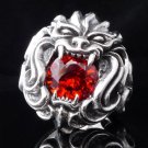 925 SILVER TRIBAL MASK DEMON LION BIKER RING US sz 9