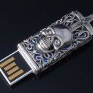 SOLID STERLING 925 SILVER SKULL HP 8GB USB FLASHDRIVE PENDANT PEN STICK