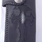 BIFOLD CARVED GOTHIC STINGRAY DESIGN CROSS TRIBAL WALLET