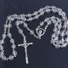925 Sterling Silver Crucifix Gothic Cross Glass Beads Rosary Necklace 26" NEW