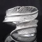 Custom Unisex Plated 925 Sterling Silver Feather Motorcycle Biker Ring US sz 10