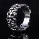 925 SILVER FLORAL GOTHIC CROSS CHOPPER BIKER RING US sz 8