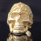 GOLD PLATED SKULL TRIBAL TATTOO FACE BIKER RING US SZ 7.5
