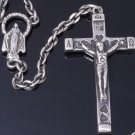 925 Sterling Silver Holy Santo Gothic Cross Necklace Rosary 52cm, 20" NEW