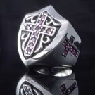 925 SILVER TEMPLAR KNIGHT GOTHIC CROSS TRIBAL SHIELD BIKER RING US sz 10,11,12
