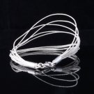 Shiny Multi Thread String Silver Ladies Bracelet 7.6"