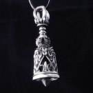 925 STERLING SILVER BIKER FLEUR CROWN CHOPPER BELL PENDANT
