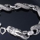 925 STERLING SILVER DRAGON HEAD HEAVY MOTORCYCLE BRACELET 9.5"