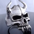 925 SILVER SILVER HORN SKULL JAW CHOPPER LIVE TO RIDE RING US sz 12