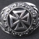 925 SILVER IRON CELTIC CROSS ZIRCONIA GEM BIKER CHOPPER RING US SZ 6-15