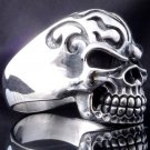 SKULL FLAME TATTOO 925 STERLING SILVER CHOPPER RIDER RING US SZ 6-15