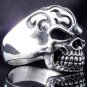 SKULL FLAME TATTOO 925 STERLING SILVER CHOPPER RIDER RING US SZ 6-15