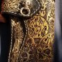 CARVED SKULL W. SILVER CONCHO BIKER BI FOLD CALF HANDCRAFED LEATHER WALLET