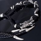 CUSTOM 925 STERLING SILVER AND LEATHER CLAW DRAGON BRACELET