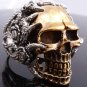 925 STERLING SILVER GOLD PLATED SKULL ZIRCON BIKER CLAW RING US sz 7 to 15