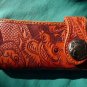 BIFOLD CARVED DRAGON BROWN CALF LEATHER WALLET WITH CONCHO