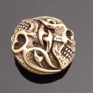 BRASS TRIBAL SKULL BIKER SNAP WALLET BUTTON CONCHO