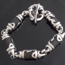 925 STERLING SILVER TRIBAL T-BAR CLASP STINGRAY DESIGN BIKER BRACELET 8.5"