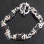 925 STERLING SILVER TRIBAL T-BAR CLASP STINGRAY DESIGN BIKER BRACELET 8.5"