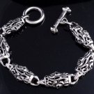 925 STERLING SILVER SKULL BARREL CHOPPER BIKER BRACELET 8.5"