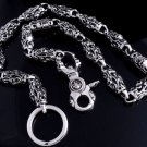 925 Sterling Silver Skull Tribal Link Clasp Biker Chopper Walletchain 23.8"