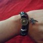 adjustable LEATHER DRAGONFLY SYMBOL BEADS BRACELET