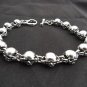 CHUNKY FAT SKULL 925 SOLID STERLING SILVER CHAIN MEN'S ROCKSTAR BRACELET 9"