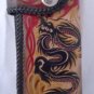 BIFOLD CARVED DRAGON FLOWER CALF LEATHER WALLET