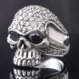 925 STERLING SILVER AMAZING SKULL ZIRCONIA GEMSTONE EYE BIKER RING US sz 11.25