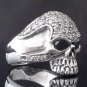 925 STERLING SILVER AMAZING SKULL ZIRCONIA GEMSTONE EYE BIKER RING US sz 11.25