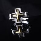925 STERLING SILVER GOTHIC DIAMOND SHAPE CROSS MOTORCYCLE RIDER RING US SZ 6-15