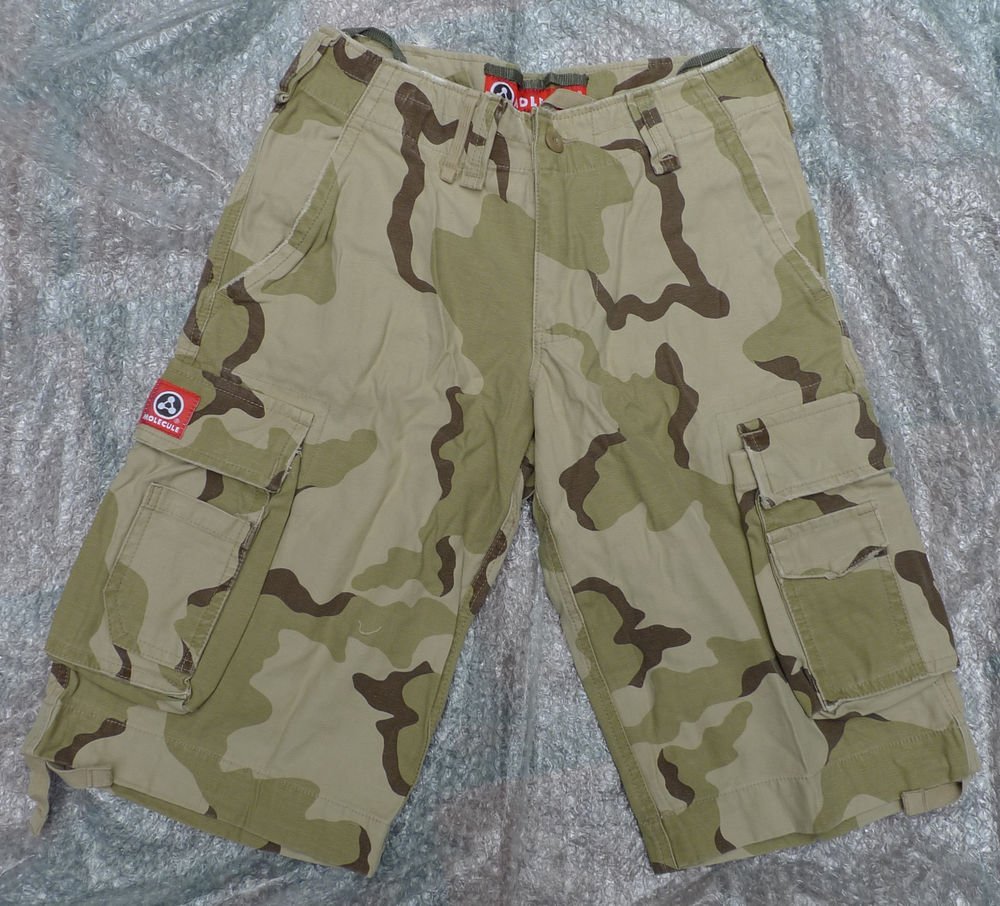 NEW CAMO MOLECULE CARGO TOUGH 100% COTTON SHORTS S-L