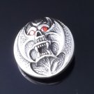925 SILVER CUSTOM SKULL CLAW GEMSTONE BIKER SNAP WALLET BUTTON CONCHO