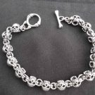 CHUNKY FAT SKULL 925 SOLID STERLING SILVER CHAIN MEN'S ROCKSTAR BRACELET 10.5"