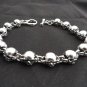 CHUNKY FAT SKULL 925 SOLID STERLING SILVER CHAIN MEN'S ROCKSTAR BRACELET 10.5"