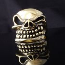 Skull Brass Biker Ring US sz 9.75, 11.25