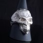 925 Sterling Silver Plated Tattoo Skull Motorcycle Biker Ring US sz 10.5