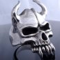 925 SILVER SILVER HORN SKULL JAW BIKER LIVE TO RIDE RING US sz 10
