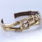 GOLD COLOR BRASS SKELETON SKULL BIKER CUFF BANGLE / BRACELET