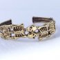 GOLD COLOR BRASS SKELETON SKULL BIKER CUFF BANGLE / BRACELET