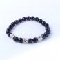 TRIBAL FLOWE 925 SILVER CRYSTAL STONE BEADS ELASTIC BRACELET adjust 6.75-7"