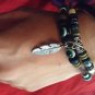 adjustable FEATHER LEATHER BEADS BRACELET