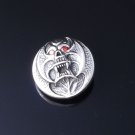 925 SILVER CUSTOM TRIBAL MONSTER EYE RED BIKER SNAPS BUTTON
