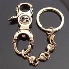 BRASS SKULL LINK WITH CLASP CHOPPER BIKER KEYRING "